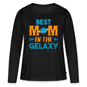 Idée cadeau de mère pour la fête des mères Meilleure mère - T-shirt manches longues Premium bio Femme - noir - Devant - Julia (174cm)
