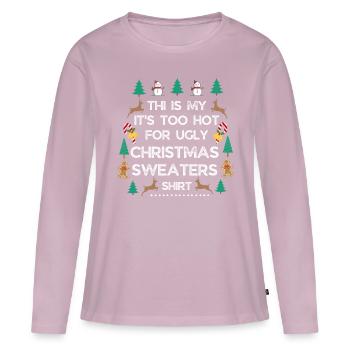 Pull de Noël - T-shirt manches longues Premium bio Femme - rose poudré - Devant - Julia (174cm)