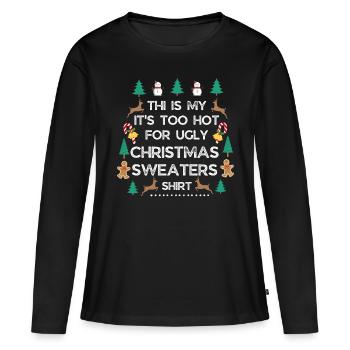 Julesweater - Premium økologisk langærmet T-shirt til kvinder - sort - Foran - Julia (174cm)
