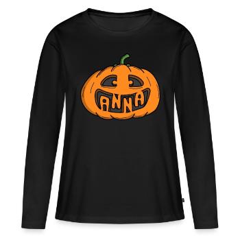 Citrouille Anna Halloween - T-shirt manches longues Premium bio Femme - noir - Devant - Julia (174cm)