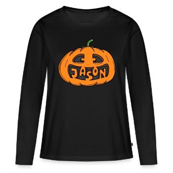 Jason Halloween Citrouille - T-shirt manches longues Premium bio Femme - noir - Devant - Julia (174cm)