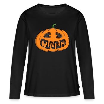 Citrouille William Halloween - T-shirt manches longues Premium bio Femme - noir - Devant - Julia (174cm)