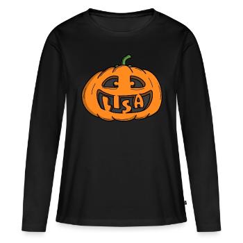 Citrouille d’Halloween Lisa - T-shirt manches longues Premium bio Femme - noir - Devant - Julia (174cm)