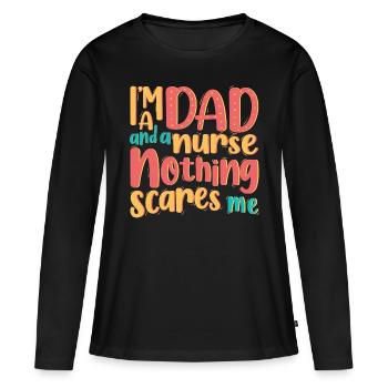 Meilleur T-shirt Papa Daddy Papa Grandpa Fête des Pères - T-shirt manches longues Premium bio Femme - noir - Devant - Julia (174cm)