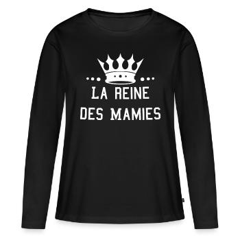 La Reine Des Mamies - T-shirt manches longues Premium bio Femme - noir - Devant - Julia (174cm)