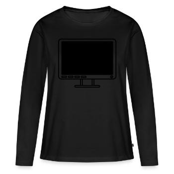 Écran Afficher l’icône de l’ordinateur - T-shirt manches longues Premium bio Femme - noir - Devant - Julia (174cm)
