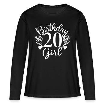 20. Geburtstag Frauen Ihr Geburtstagskind 20 Jahre alt - Frauen Premium Bio Langarmshirt - Schwarz - Vorne - Julia (174cm)
