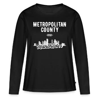 Cadeau de maison du comté métropolitain de Manchester - T-shirt manches longues Premium bio Femme - noir - Devant - Julia (174cm)