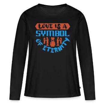 L’AMOUR EST UN SYMBOLE D’ÉTERNITÉ - T-shirt manches longues Premium bio Femme - noir - Devant - Julia (174cm)