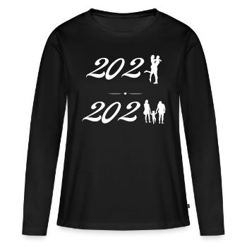 Annonce grossesse 2023 - T-shirt manches longues Premium bio Femme - noir - Devant - Julia (174cm)