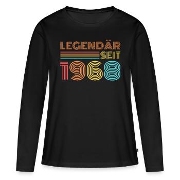 LEGENDÄR seit 1968 Geburtstag - Frauen Premium Bio Langarmshirt - Schwarz - Vorne - Julia (174cm)