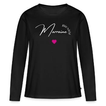 bientôt marraine - T-shirt manches longues Premium bio Femme - noir - Devant - Julia (174cm)