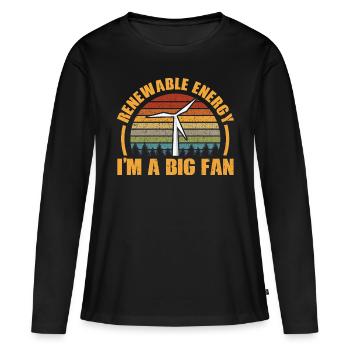 Rétro Background Wind Power Lover Renewable Energy - T-shirt manches longues Premium bio Femme - noir - Devant - Julia (174cm)