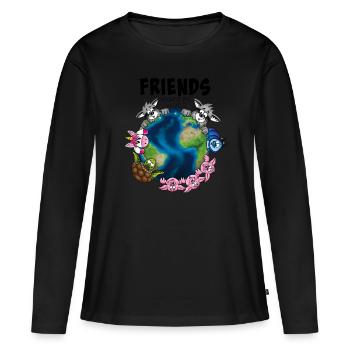 Friends around the WORLD - Frauen Premium Bio Langarmshirt - Schwarz - Vorne - Julia (174cm)