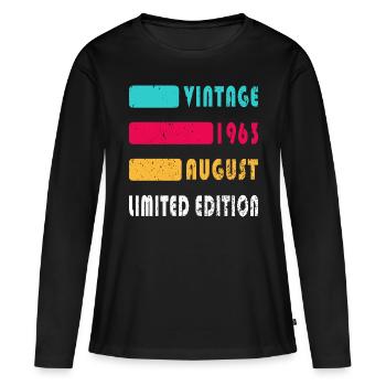 Août 1963 Anniversaire Août 1963 Août - T-shirt manches longues Premium bio Femme - noir - Devant - Julia (174cm)