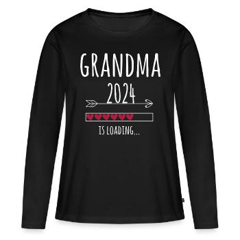 Femme enceinte 2024 Cadeau bébé enceinte - T-shirt manches longues Premium bio Femme - noir - Devant - Julia (174cm)