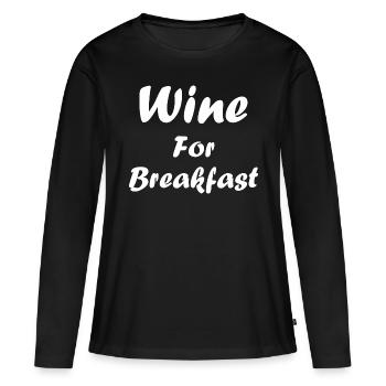 Wein zum Frühstück - Frauen Premium Bio Langarmshirt - Schwarz - Vorne - Julia (174cm)