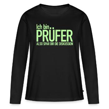 Je suis examinateur, épargnez-vous la discussion - T-shirt manches longues Premium bio Femme - noir - Devant - Julia (174cm)