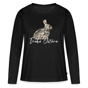 Pâques Joyeuses Pâques - T-shirt manches longues Premium bio Femme - noir - Devant - Julia (174cm)