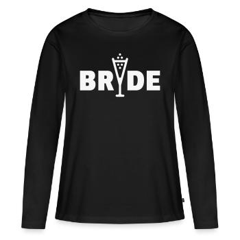 Vin mousseux de mariée (mariée / enterrement de vie de garçon / enterrement de vie de garçon / blanc) - T-shirt manches longues Premium bio Femme - noir - Devant - Julia (174cm)
