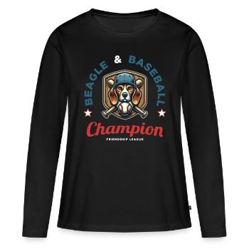 Fan of baseball, beagles and America - Women's Premium Organic Long Sleeve Shirt - black - Front - Julia (174cm)