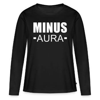 MOINS AURA - T-shirt manches longues Premium bio Femme - noir - Devant - Julia (174cm)