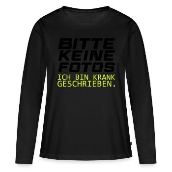 bitte keine fotos - Frauen Premium Bio Langarmshirt - Schwarz - Vorne - Julia (174cm)
