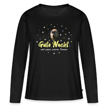Bonne Chemise de Nuit Chemise De Nuit Ciel Étoilé - T-shirt manches longues Premium bio Femme - noir - Devant - Julia (174cm)