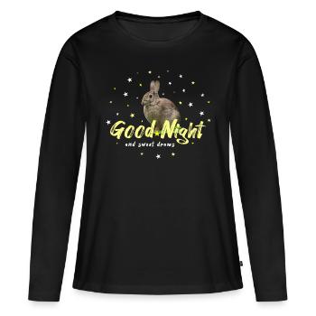 Bonne nuit Lièvre Lapin - T-shirt manches longues Premium bio Femme - noir - Devant - Julia (174cm)