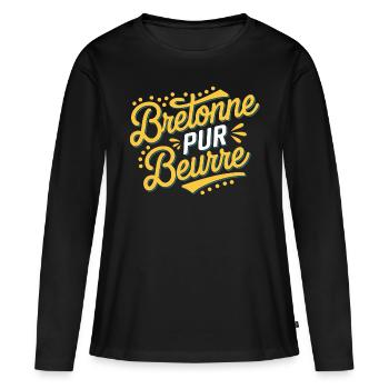Bretonne pur beurre - T-shirt manches longues Premium bio Femme - noir - Devant - Julia (174cm)