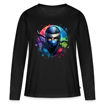 Ninja - T-shirt manches longues Premium bio Femme - noir - Devant - Julia (174cm)