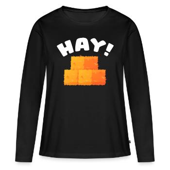 Foin Paille Agriculteur Foin Balles Agricole Ouvrier Agricole - T-shirt manches longues Premium bio Femme - noir - Devant - Julia (174cm)