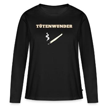 Tütenwunder Joint Cheville Fumer de l’herbe Cannabis - T-shirt manches longues Premium bio Femme - noir - Devant - Julia (174cm)