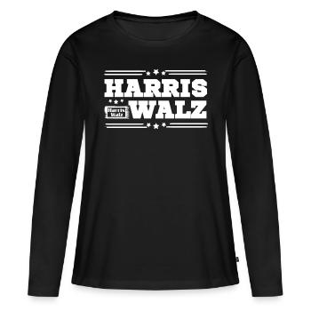 Harris Walz - Frauen Premium Bio Langarmshirt - Schwarz - Vorne - Julia (174cm)