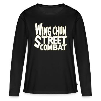 Chemise de combat de rue Wing Chun résistante - T-shirt manches longues Premium bio Femme - noir - Devant - Julia (174cm)