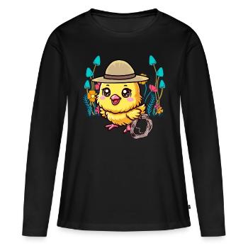 animaux mignons poussin wild west enfants enfant - T-shirt manches longues Premium bio Femme - noir - Devant - Julia (174cm)