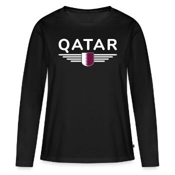 Qatar Design – Exclusif et moderne - T-shirt manches longues Premium bio Femme - noir - Devant - Julia (174cm)