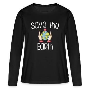 Klimawandel Naturschutz Umweltschutz - Frauen Premium Bio Langarmshirt - Schwarz - Vorne - Julia (174cm)