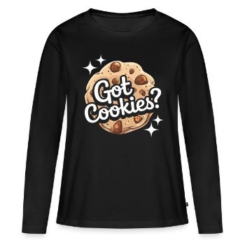 Cookies Cookie Keks Kekse Schokolade - Frauen Premium Bio Langarmshirt - Schwarz - Vorne - Julia (174cm)