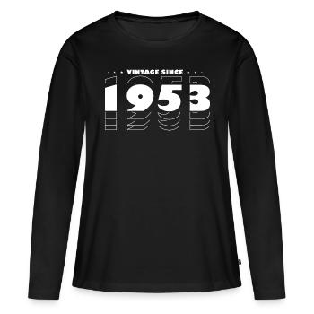 Vintage Bold Hommage à 1953 - Célébrer le 72ème - T-shirt manches longues Premium bio Femme - noir - Devant - Julia (174cm)
