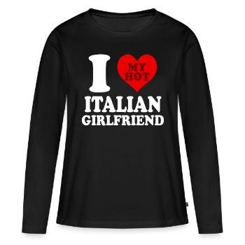 J’aime ma copine italienne Funny Heart - T-shirt manches longues Premium bio Femme - noir - Devant - Julia (174cm)