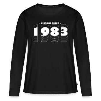 Vintage Bold Hommage à 1983 - Célébrer le 42ème - T-shirt manches longues Premium bio Femme - noir - Devant - Julia (174cm)