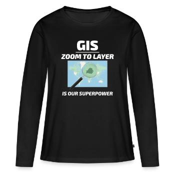 SIG Zoom sur la cartographie des couches Technologie géospatiale - T-shirt manches longues Premium bio Femme - noir - Devant - Julia (174cm)