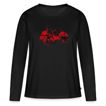 Logo Batman rouge Tee-shirt pour femmes - T-shirt manches longues Premium bio Femme - noir - Devant - Julia (174cm)