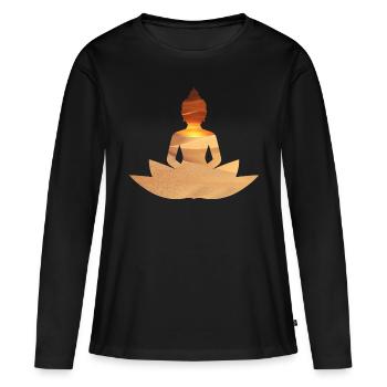 Buddha sunset - Frauen Premium Bio Langarmshirt - Schwarz - Vorne - Julia (174cm)