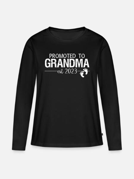 befördert zur Oma 2023 - Frauen Premium Bio Langarmshirt - Schwarz