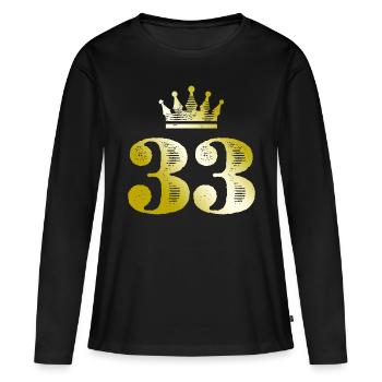 33 Chiffre Couronne Or - T-shirt manches longues Premium bio Femme - noir - Devant - Julia (174cm)