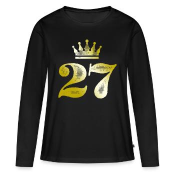 27 Chiffre Couronne Or - T-shirt manches longues Premium bio Femme - noir - Devant - Julia (174cm)