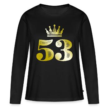 53 Chiffre Couronne Or - T-shirt manches longues Premium bio Femme - noir - Devant - Julia (174cm)