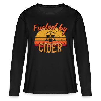 Alimenté par du cidre / cidre - T-shirt manches longues Premium bio Femme - noir - Devant - Julia (174cm)